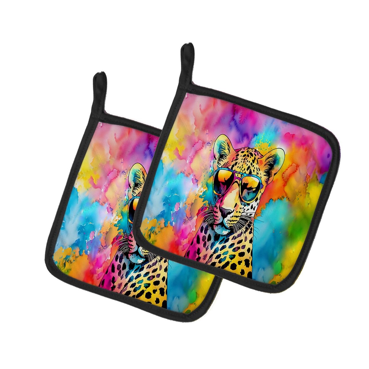 Edge Collections - 7.5" X 7.5" - Multicolor - Decorative Leopard Print Pot Holders for Kitchen - 1 Pair
